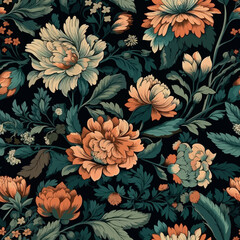 Vector floral seamless pattern illustration - 593907218
