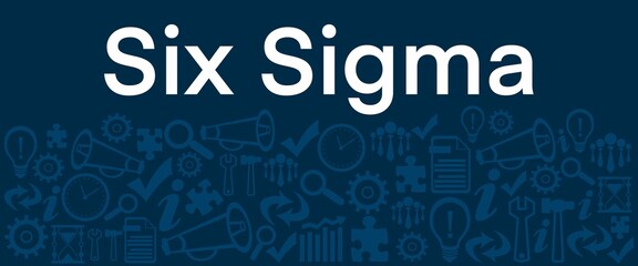 Six Sigma Blue Business Symbols Texture Bottom Text 