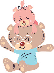 illustration of a baby child in pink, Father's Day Celebration, Illustration.