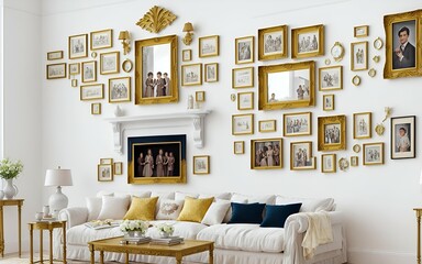 Photo of a cozy living room with stylish furniture and artwork on the walls