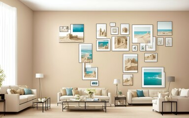 Photo of a cozy living room with stylish furniture and captivating wall decorations