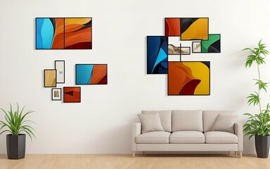 Photo of a cozy living room with a comfortable couch and beautiful paintings adorning the walls