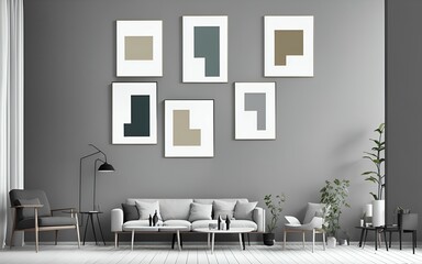 Photo of a cozy living room with modern furniture and wall art