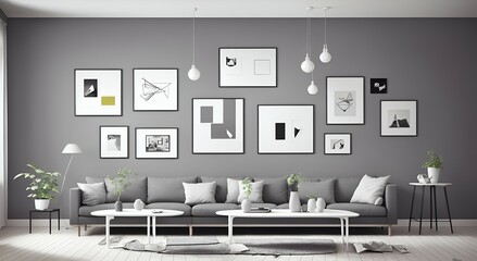 Photo of a cozy living room with modern decor and art on the walls