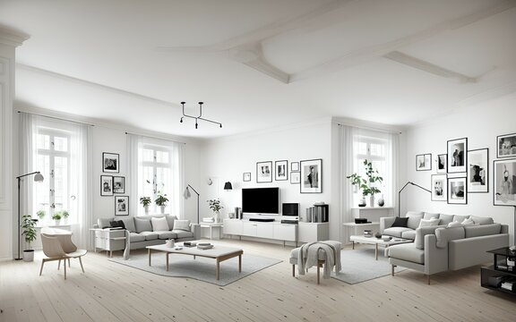 Photo of a cozy living room with modern furniture and entertainment center