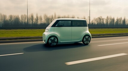 Fototapeta na wymiar Generative AI, electric vehicle prototype on the road