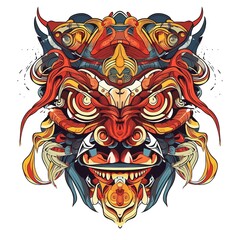 Demon face character illustration, generative ai