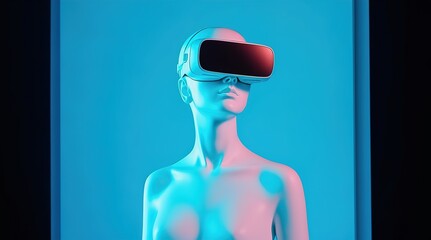 A mannequin in VR glasses. Soft pop. Generative AI
