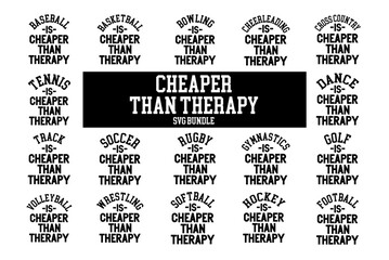 Fototapeta premium Cheaper Than Therapy Bundle Sports SVG Shirt Bundle