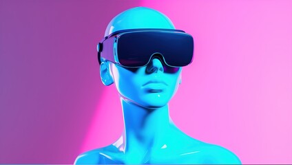 A mannequin in VR glasses. Soft pop. Generative AI