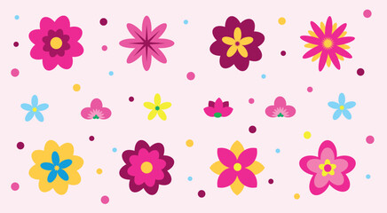 set of colorful vector flowers
