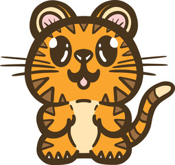 Cute Baby Tiger Cat Illustration for Children Vector Logo