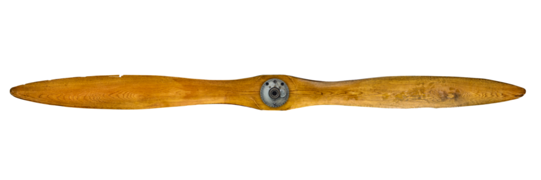 Ancient weathered wooden airplane propeller