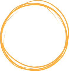 Orange circle line hand drawn. Highlight hand drawing circle isolated on background. Round handwritten circle. For marking text, note, mark icon, number, marker pen, pencil and text check, vector