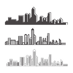 Naklejka premium Vector illustration design of three templates of architectures on white background