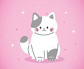 cute cat on a postcard on a pink background