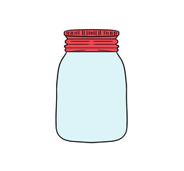 Empty glass jars with red lids on white background. tr: ( Beyaz zemin üzerine kırmızı kapaklı boş cam kavanoz. )
