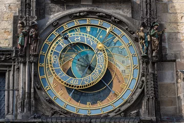 Zelfklevend Fotobehang Prague Astronomical Clock Tower, Czech. Old Town Square. Prague, Czech Republic © Mindaugas Dulinskas