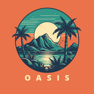 A logo of a oasis of the seas, designed in esports illustration style. Generative AI