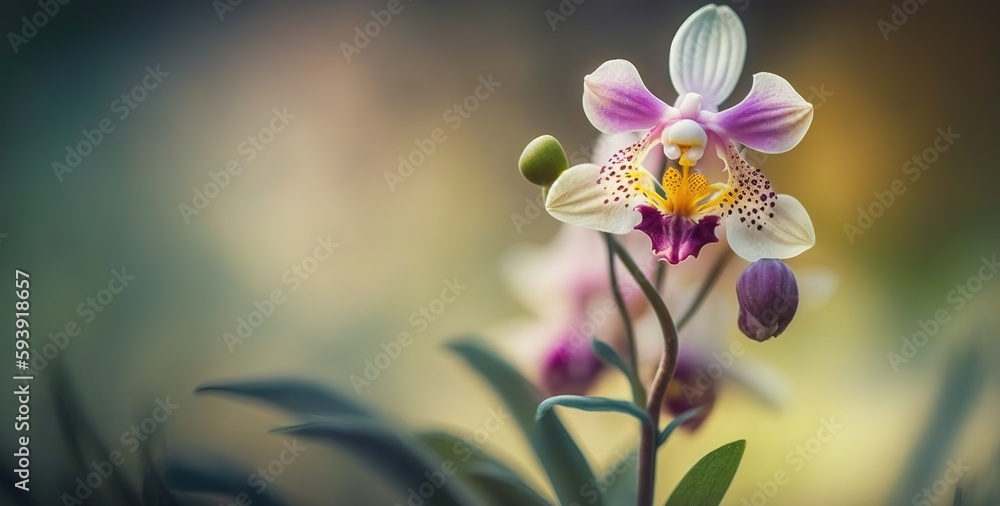 Aufkleber orchid on a hazy backdrop generative ai