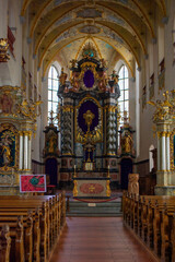 Fototapeta na wymiar Bad Waldsee, GERMANY, inside of catholic St. Peter church of the monastery