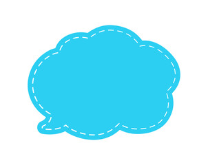 Blank Cute Speech Bubble Cloud with Dashed Line. Simple Flat Scrapbook Stitched Design Vector Illustration Set.
