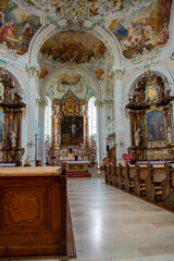 Fototapeta na wymiar Wolfegg, GERMANY, inside of catholic St. Katharina church of Wolfegg castle