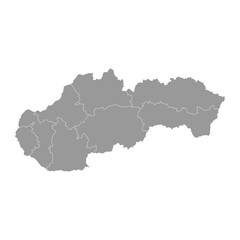 Slovakia gray map with regions. Vector illustration.