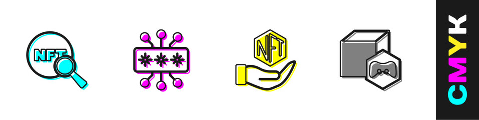 Set Search NFT, Cyber security, Digital crypto art and icon. Vector