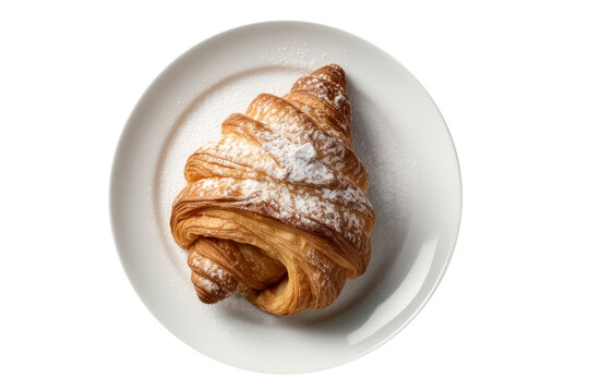 Sfogliatelle On White Plate. Italian Food On Isolated Transparent Background, Png. Generative AI