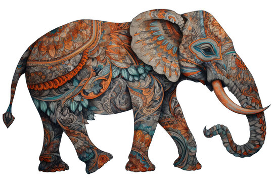 Art Coloring Book The Elephants The Way. Generative AI