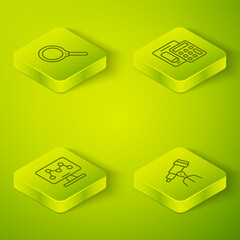 Set Isometric line Calculator, Genetic engineering, Telescope and Magnifying glass icon. Vector