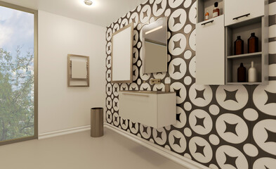 Abstract  toilet and bathroom interior for background. 3D rendering.