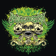 Gothic sign with skull, grunge vintage design t shirts