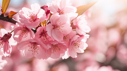 A detailed illustration of many beautiful pink cherry blossoms during the day by Generative AI