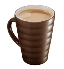 Keuken foto achterwand Koffie xícara de porcelana marrom com café com leite em fundo transparente - xícara com cappuccino