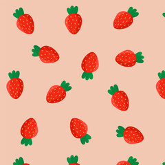 Vector hand draw strawberry seamless pattern for print, fabric and supplies.