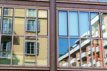 Windows in Milan along via San Marco