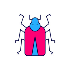 Filled outline Beetle bug icon isolated on white background. Vector