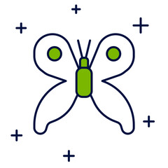 Filled outline Butterfly icon isolated on white background. Vector