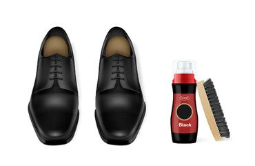 Black Leather Shoes With Shoe Polish