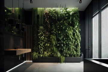 Vertical Garden With Minimalist Design. Sustainability And Conservation. Generative AI
