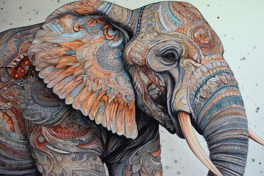 Coloring Book The Elephants. Generative AI