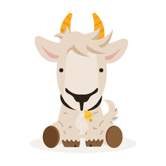Cute goat Sit cartoon  illustration