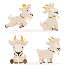 Cute goat cartoon vector set