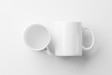 Ceramic Mug Cup For Coffee Tea White Blank 3D Rendering Mockup