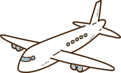 Outlined simple white airplane illustration