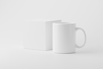 Ceramic Mug Cup For Coffee Tea White Blank 3D Rendering Mockup