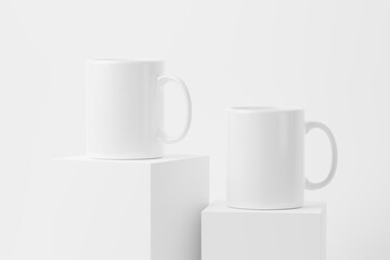 Ceramic Mug Cup For Coffee Tea White Blank 3D Rendering Mockup