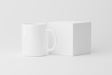 Ceramic Mug Cup For Coffee Tea White Blank 3D Rendering Mockup